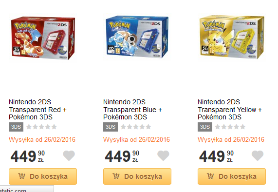 2DSy z Pokemonami można już zamówić w Polskich sklepach!