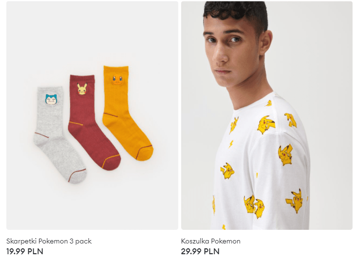 Ciuchy z Pokemonami w Sinsayu (tylko męskie)