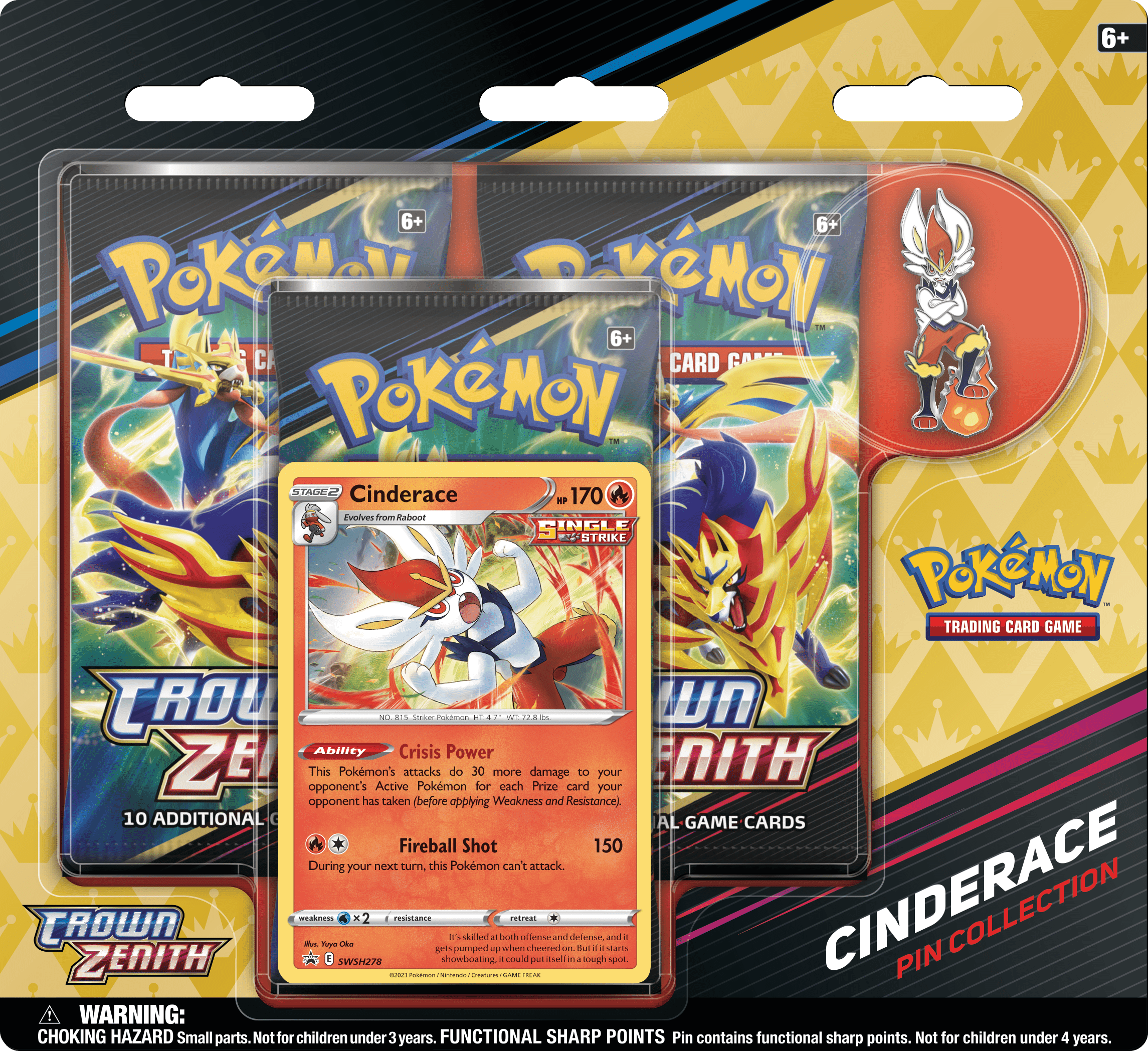 Pokemon TCG Sword Shield—Crown Zenith Pin Collection Cinderace EN