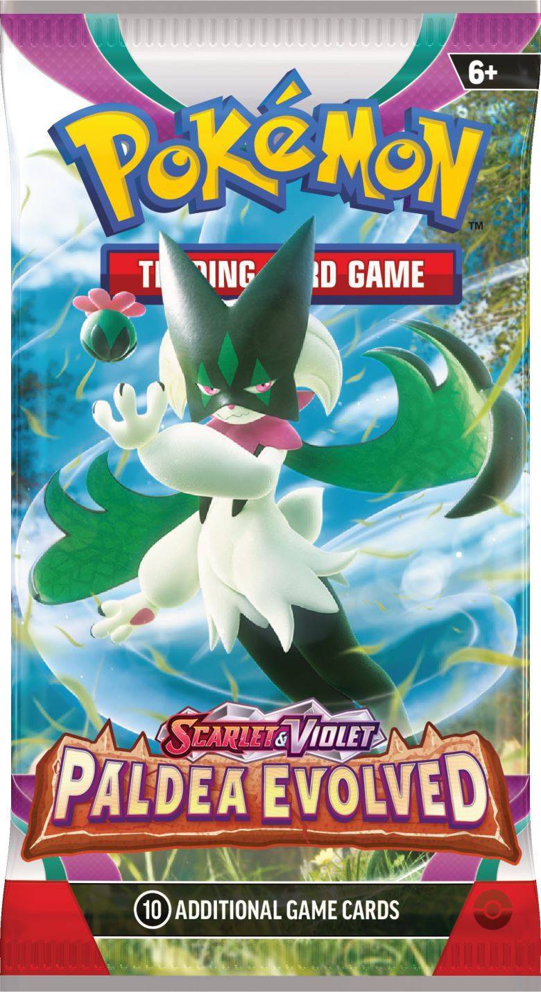 Pokemon TCG Scarlet Violet—Paldea Evolved Booster Wrap Meowscarada png jpgcopy