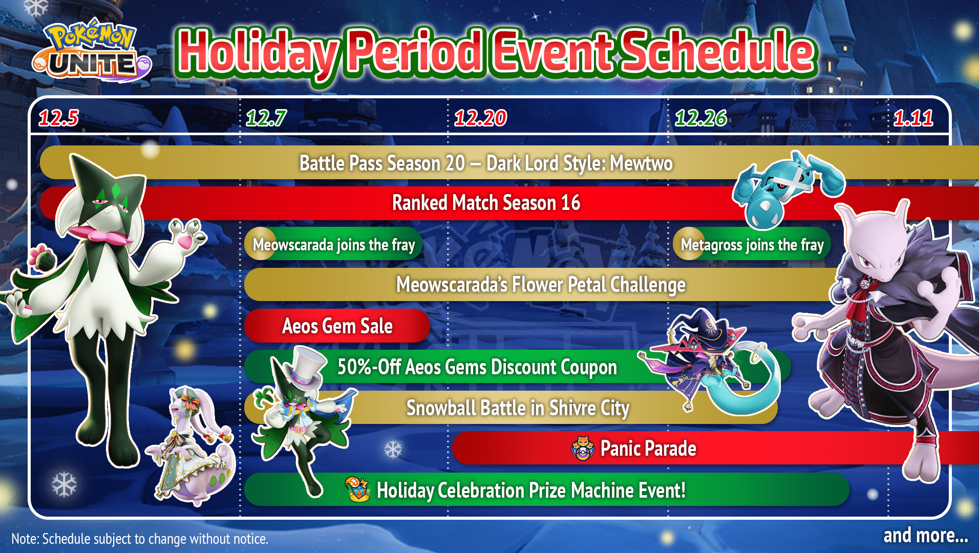Pokemon UNITE Holidays 2023 Event Schedule EN