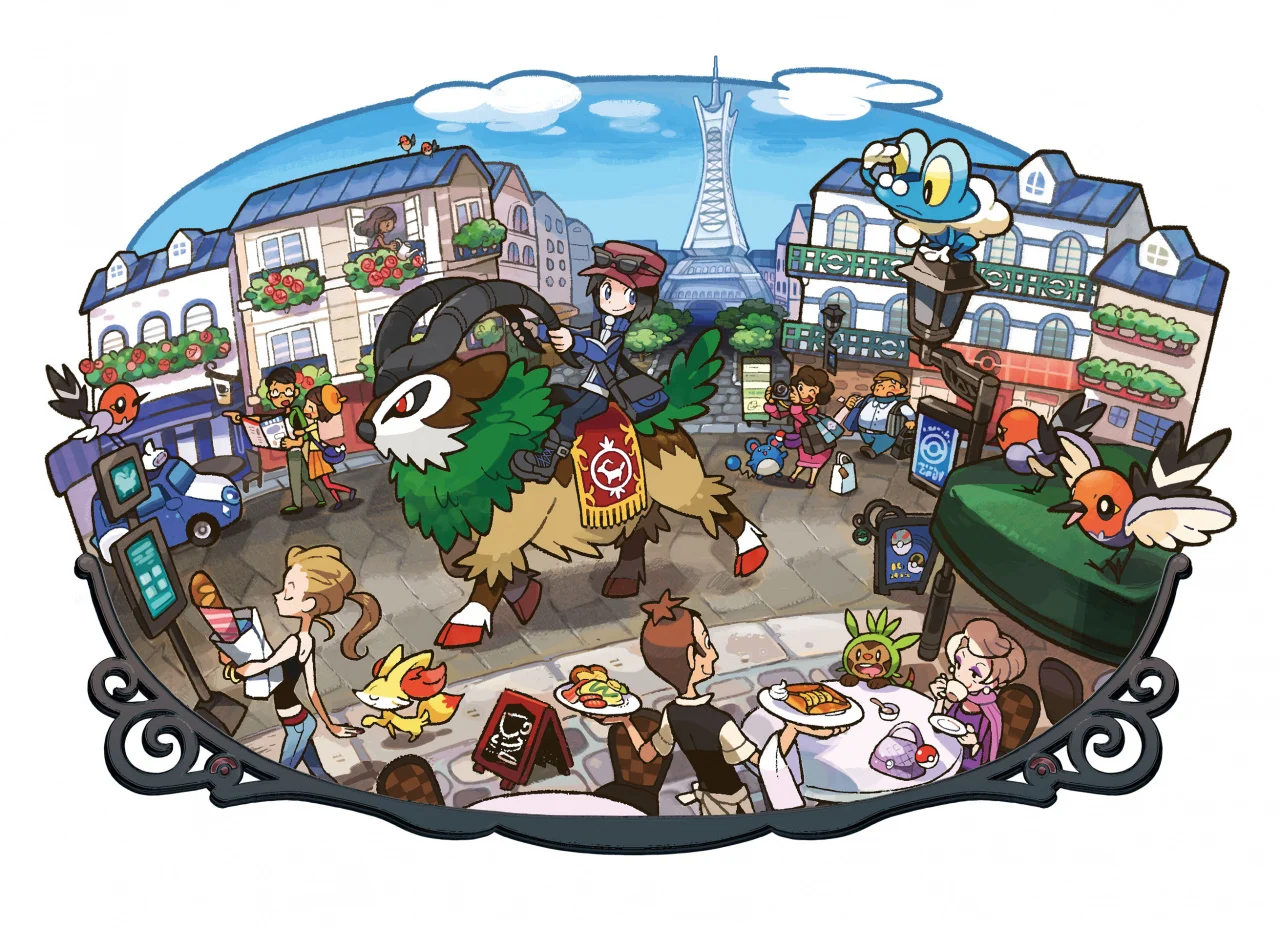 lumiose city scene illustration