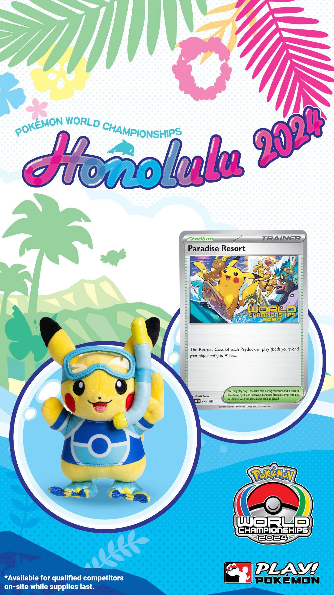 Pokemon NAIC 2024 Paradise Resort Pikachu Plush Graphic Portrait