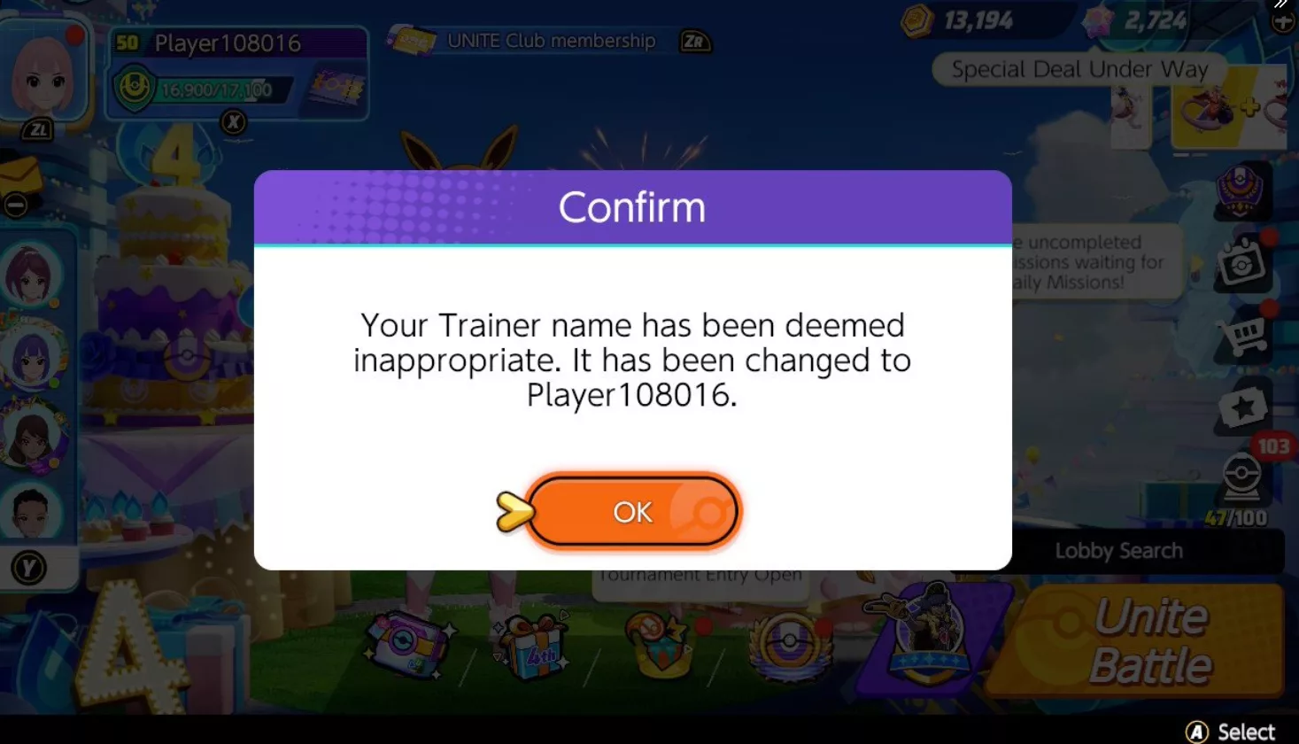 Błąd w Pokémon UNITE: Gracze z „dziwnymi” pseudonimami banowani przez pomyłkę