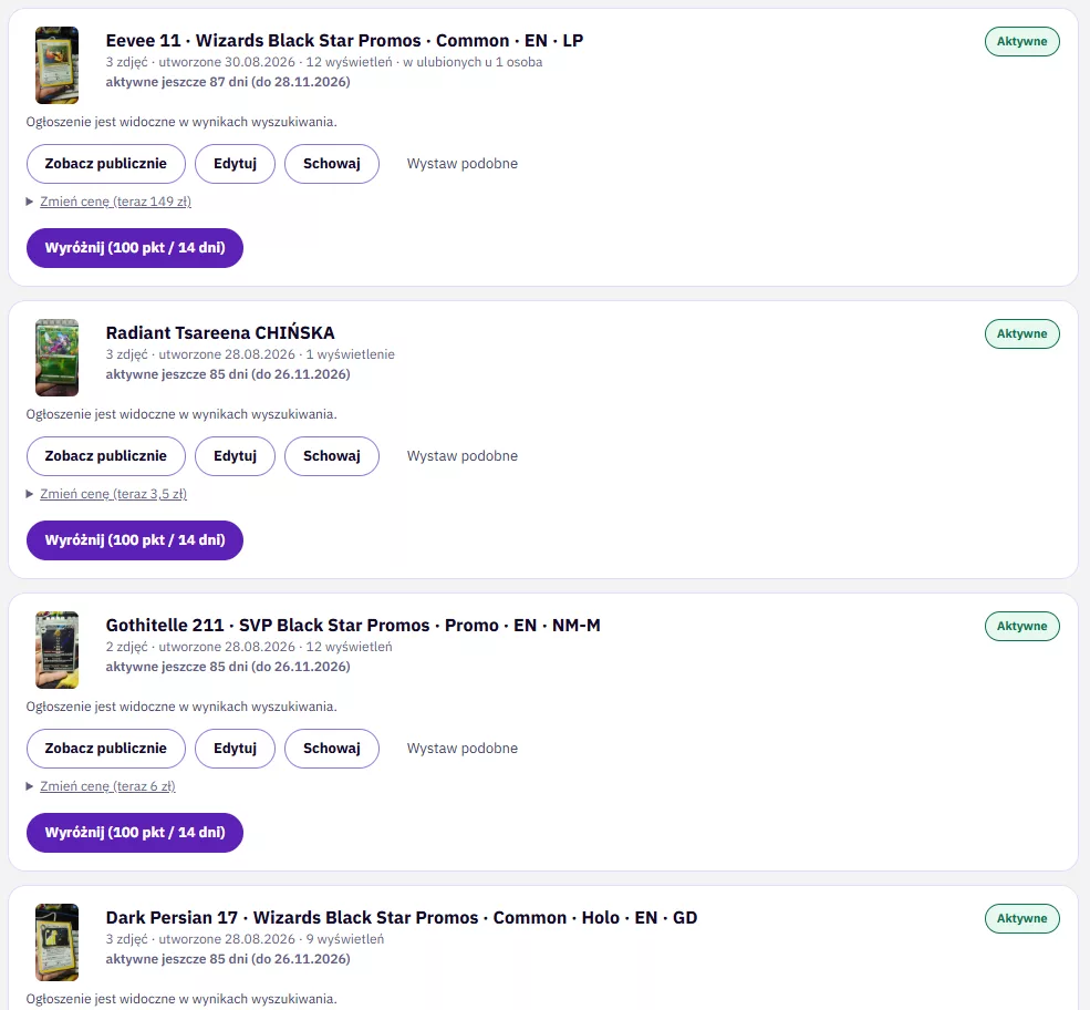 Wystawiam swoje karty na TCG House. Jak to wygląda i jakie są efekty?
