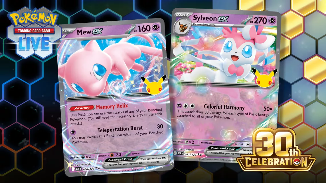 Nowy Battle Pass w Pokémon TCG Live na 30th Celebration! Kompletne talie Mew ex i Sylveon ex, strategie i karty
