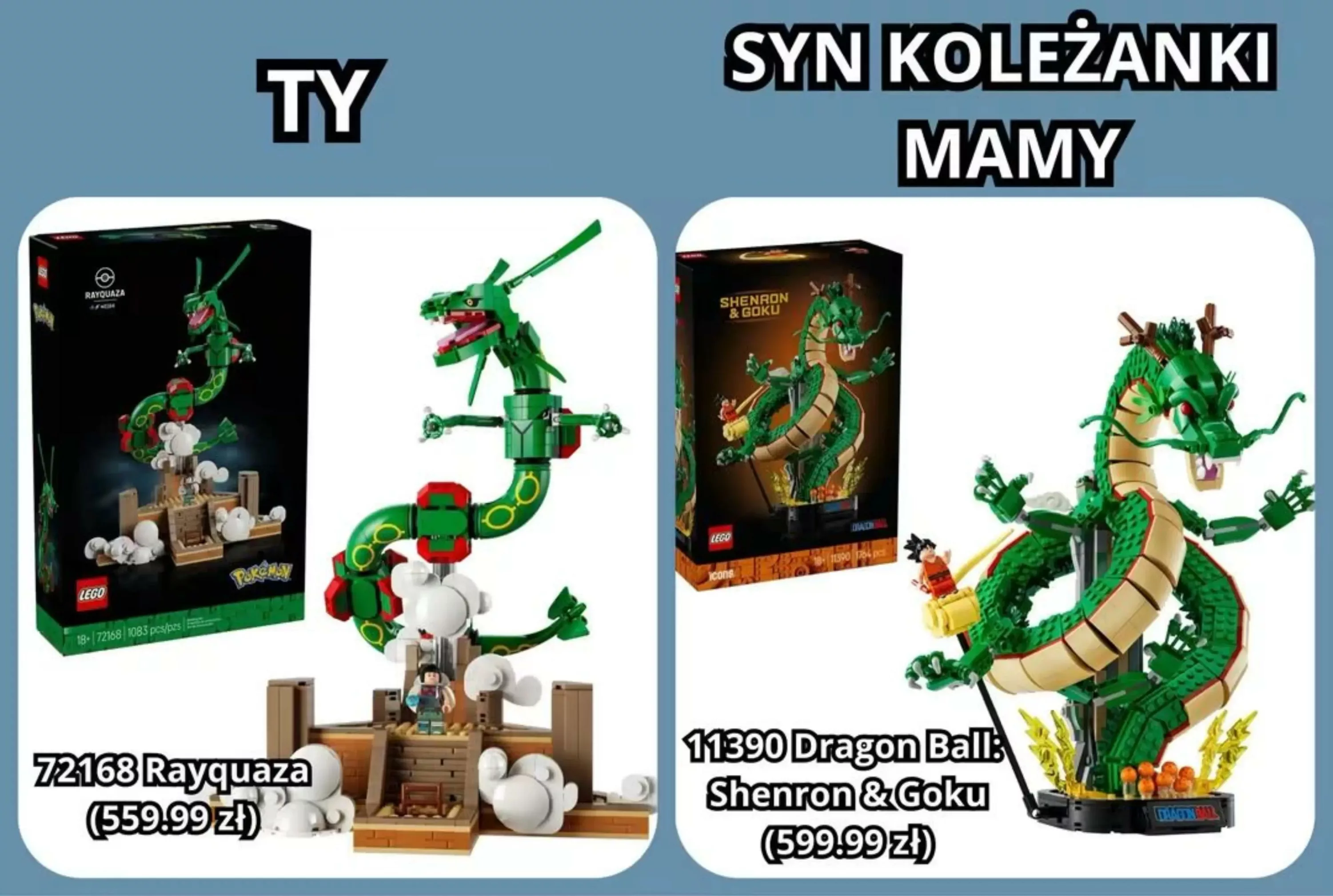 #lego wypuszcza nowy set z #dragonball i zobaczcie jak biednie wygląda teraz tej #rayquaza z #pokemon #legopokemon przy tym jak wygląda Shenron z Goku. A cena jest ta sama. Ja bym wybrał opcje dragon ball gdybym chciał jakiś kupić. Przecież różnica jest kolosalna!